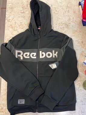 Reebok Black Hoodie with White Logo Patch